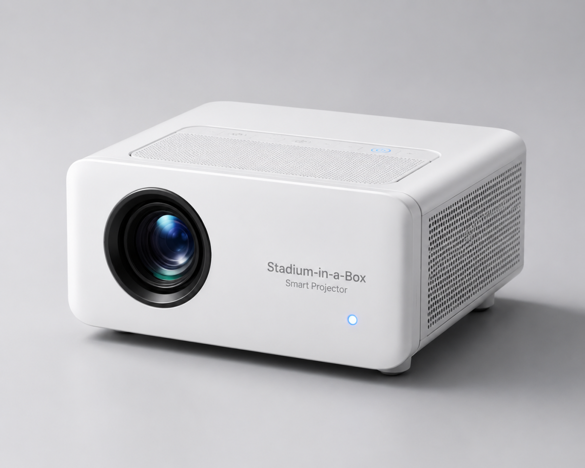 Original smart projector product photo for the Stadium-in-a-Box football ad