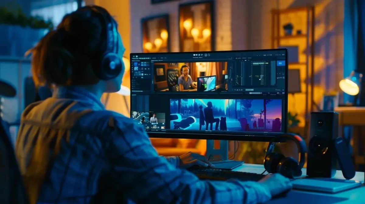 AI video prompt draft on a video editing timeline