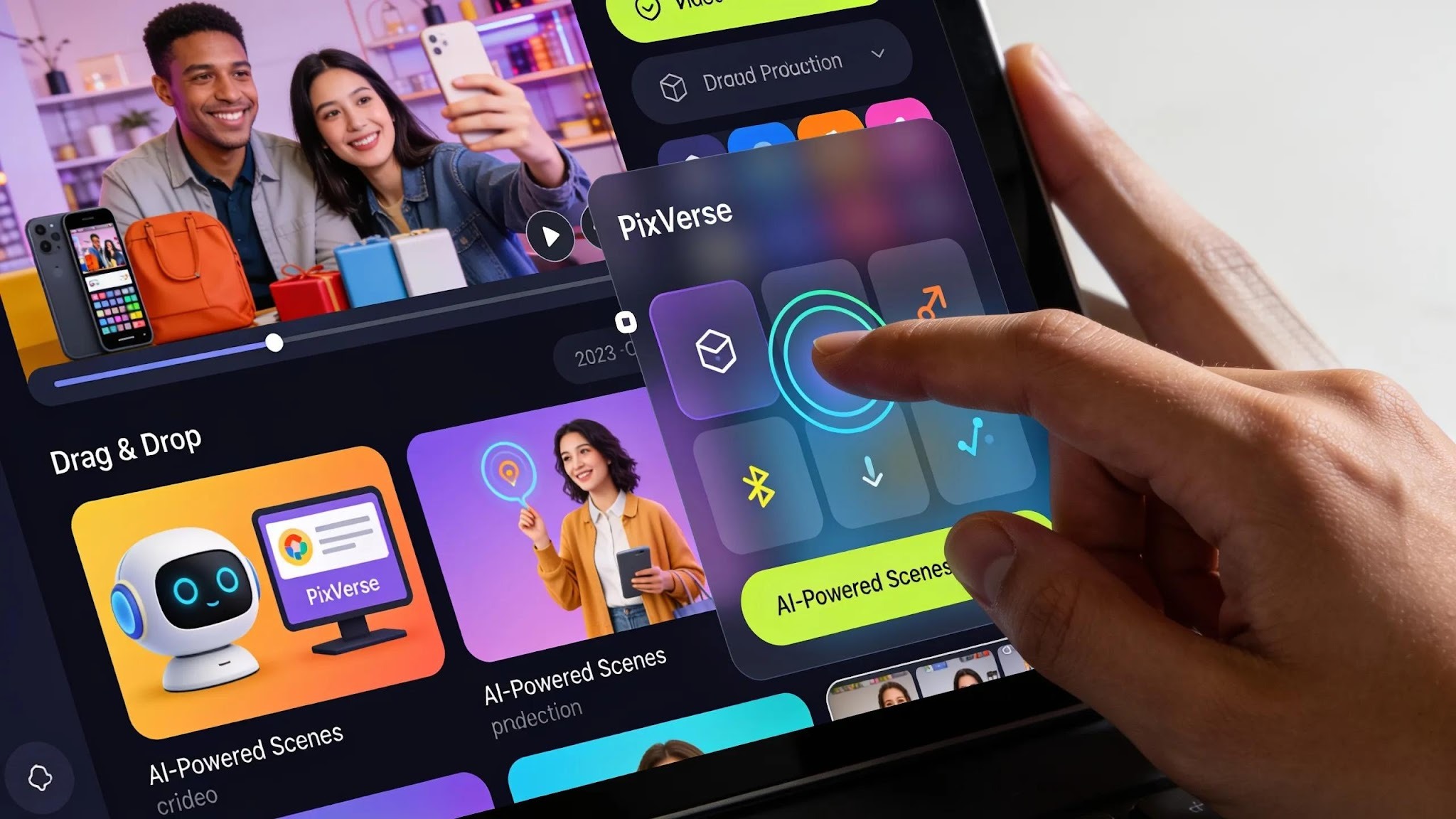 Flux de travail vidéo e-commerce assisté par IA sur tablette