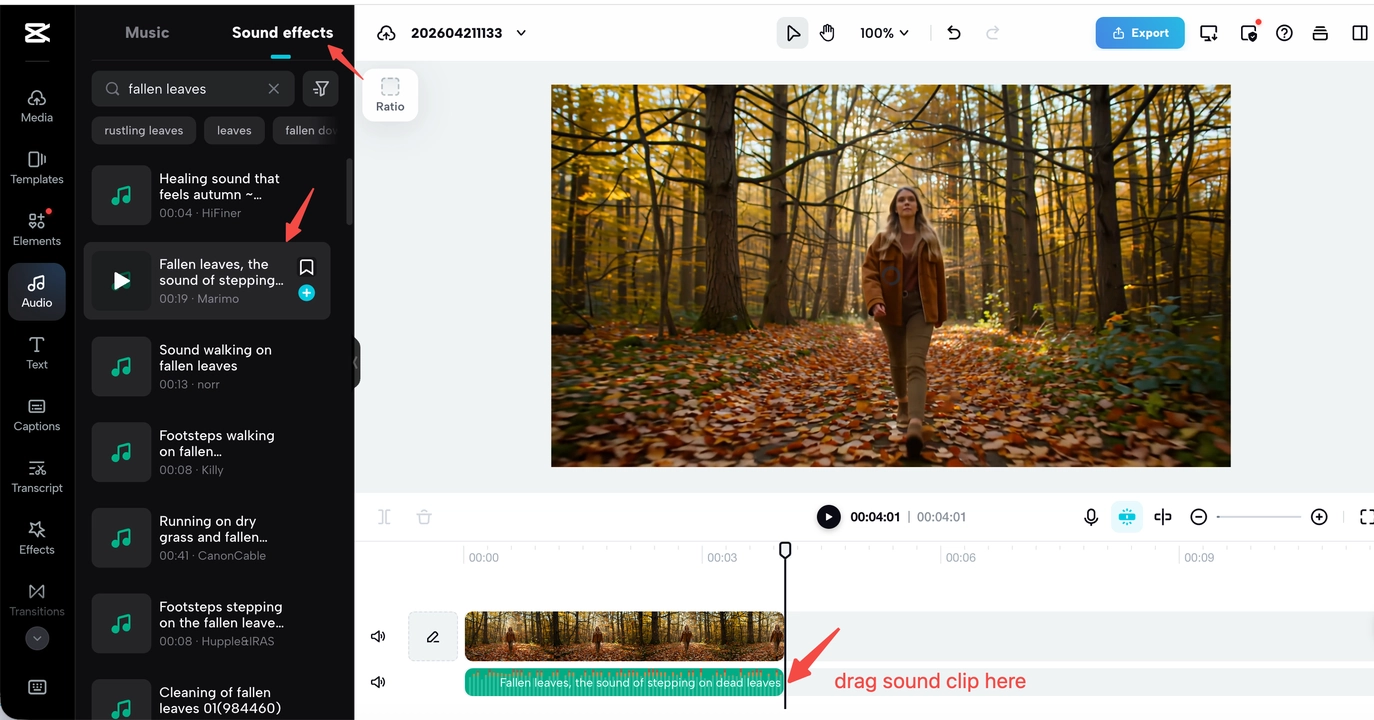 CapCut AI sound effect generator