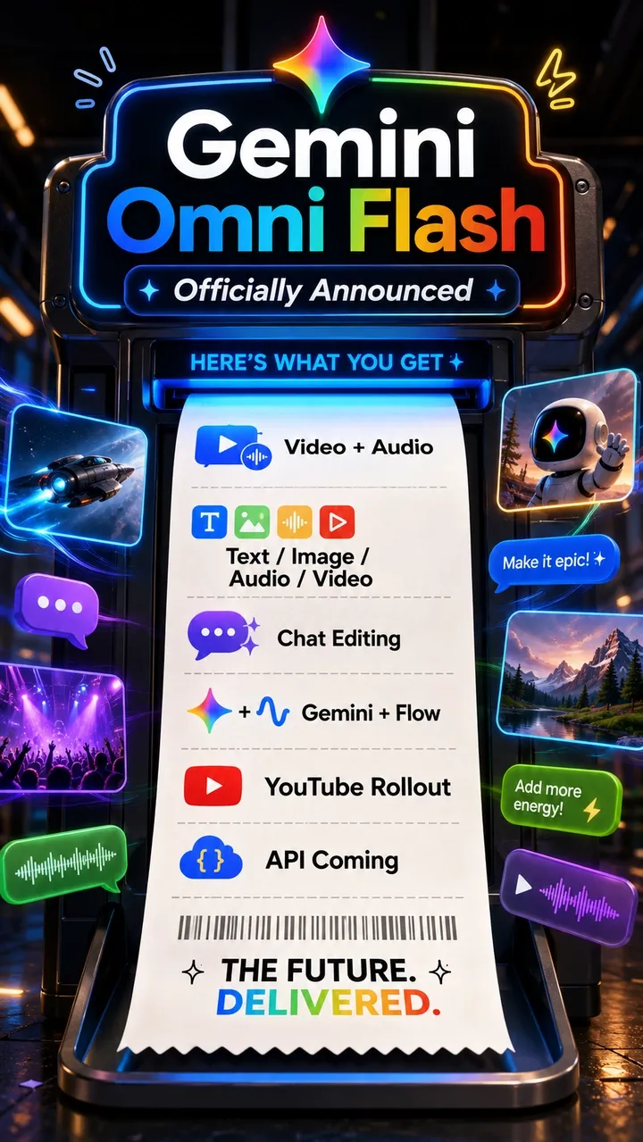 Google Gemini Omni Flash official release timeline from leak to Google I/O 2026 launch with AI video model access and developer API status