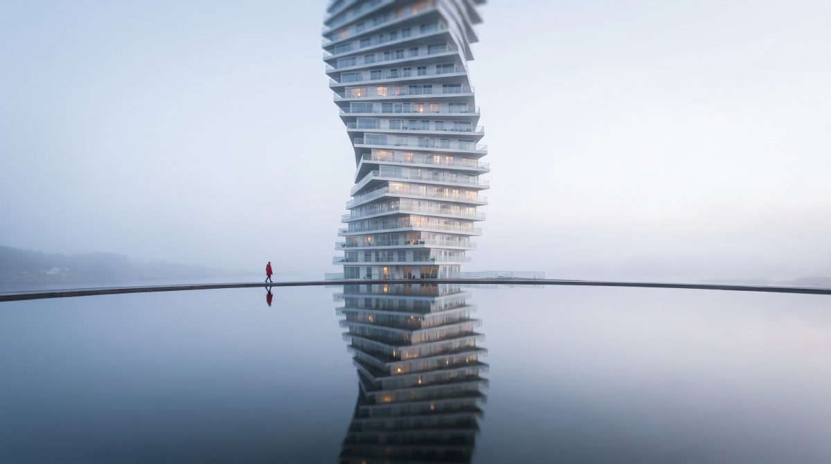Resultado do GPT Image 2 para torre residencial espiral impossível.