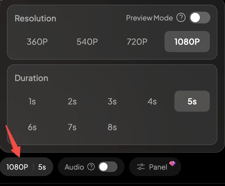 PixVerse resolution settings