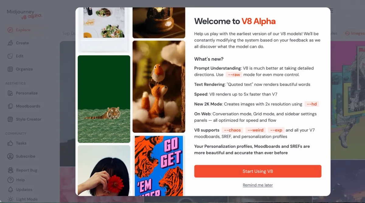 Midjourney V8 has been launched