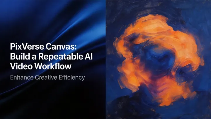 Start von PixVerse Canvas — visueller KI-Video-Workflow-Arbeitsbereich mit Assets, Storyboards, Multi-Modell-Ergebnissen und Batch-Aufgaben auf einem Canvas