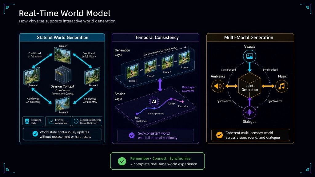 PixVerse Real-time World Model autoregressive architecture for interactive gameplay