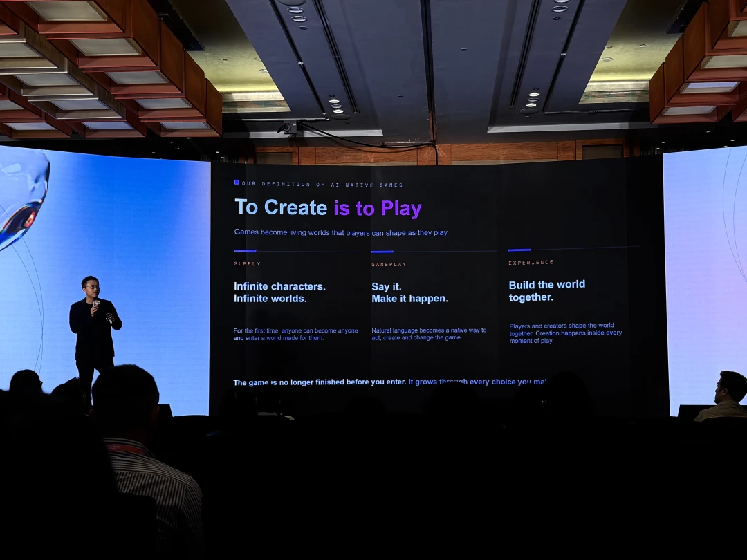Chow Li, Head of PixVerse Games, presenting PixVerse’s real-time game engine at Tech in Asia Conference, September 2026.