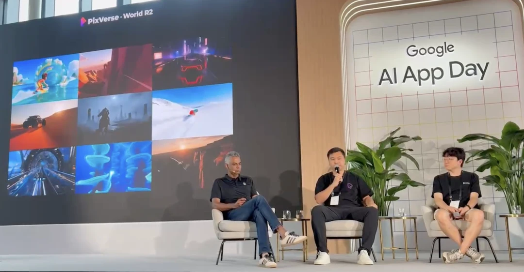 Jaden Xie, co-founder and President of PixVerse, speaking on a panel at the Google AI App Day in Singapore, September 2026.