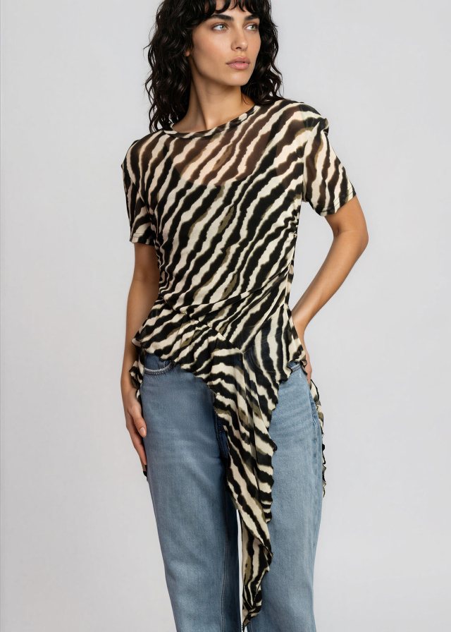Kate Hewko photo, Zebra Side Tie Asymmetrical Blouse