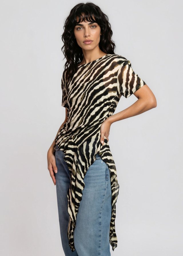 Kate Hewko photo, Zebra Side Tie Asymmetrical Blouse